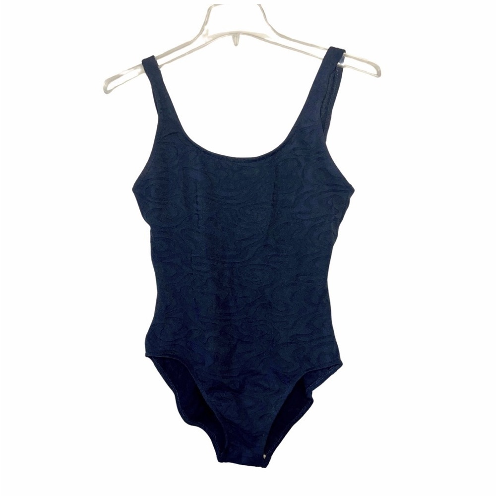 Mainstream Vintage Black Textured One Piece Swimsuit Size 12